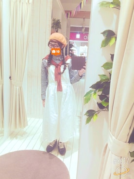 「SPINNS(スピンズ)のアイテム(サロペット/オーバーオール)」を使った、のせさつかさん(レディース・153cm)の春コーディネート