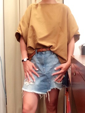 「秋色トップス」｜▷   ゆんちゃん。さん（レディース・160cm）の夏コーディネート