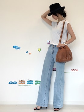 「WORLD BASICS（ワールドベーシックス）のアイテム」を使った、cocococco2525さん（レディース・174cm）の夏コーディネート