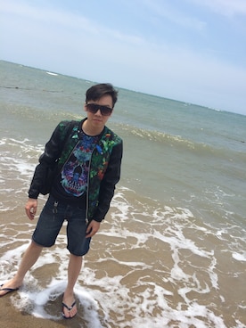「ZARA MAN」｜「アイテム（ナイロンジャケット）」を使った、Sunny Yehさん（メンズ・168cm）の夏コーディネート