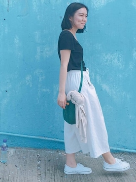 「H&M（エイチ・アンド・エム）のアイテム（モカシン/デッキシューズ）」を使った、Wen Hannahさん（レディース・152cm）の夏コーディネート