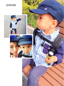 「PETIT BATEAU（プチバトー）のアイテム（キャップ）」を使った、si-chanさん（キッズ・100cm）の春コーディネート