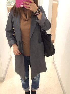 「ノースリーブニット」｜「アイテム（チェスターコート）」を使った、mii☺︎さん（レディース・153cm）の秋コーディネート