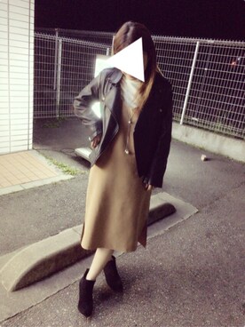 「NICE CLAUP（ナイスクラップ）のアイテム（ライダースジャケット）」を使った、mii☺︎さん（レディース・153cm）の秋コーディネート