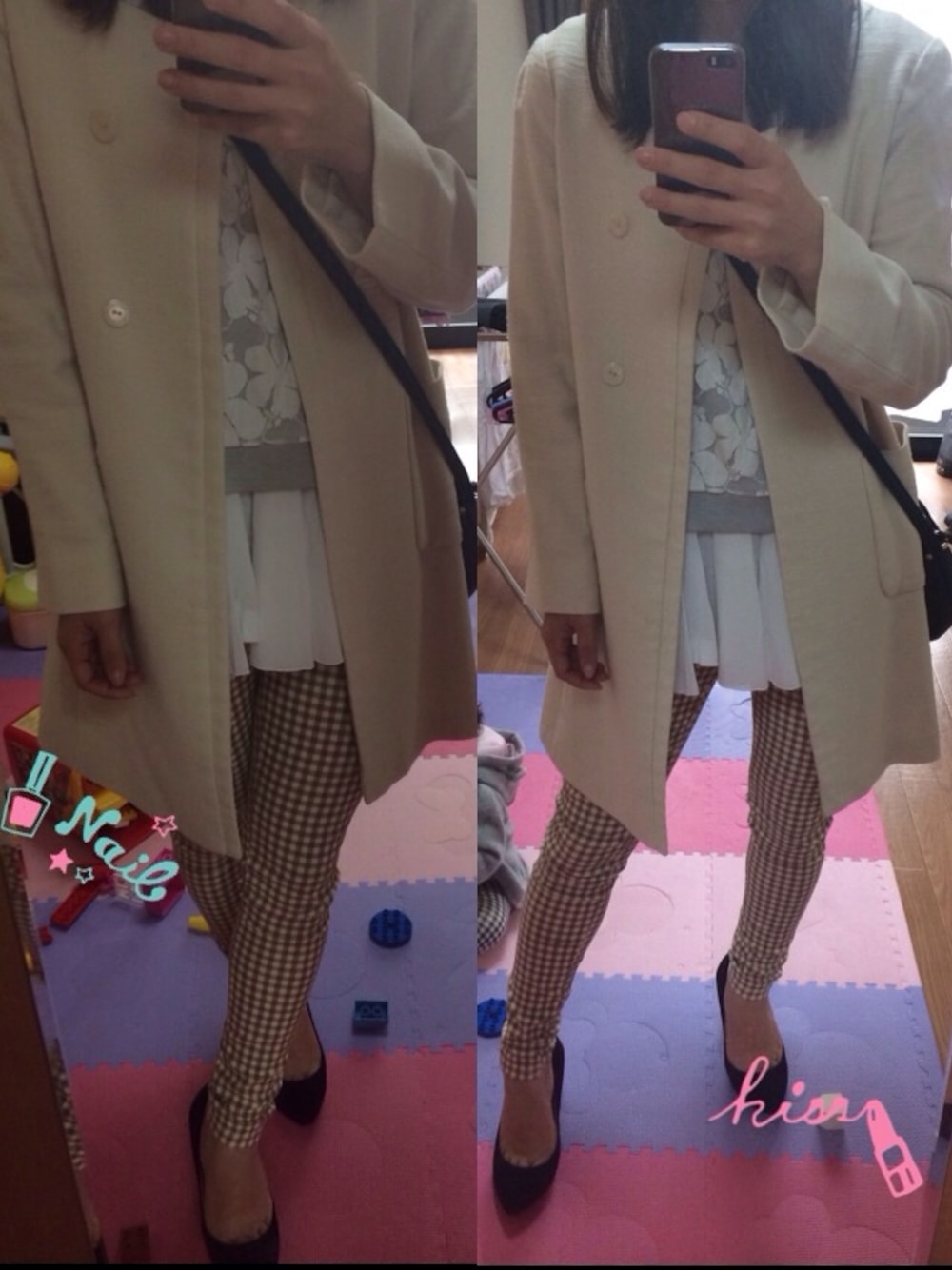 「Darling by little Berryのアイテム（シャツ/ブラウス、グレー系）」を使った、Manami♡さん（レディース・152cm）の春コーディネートの1枚目の写真