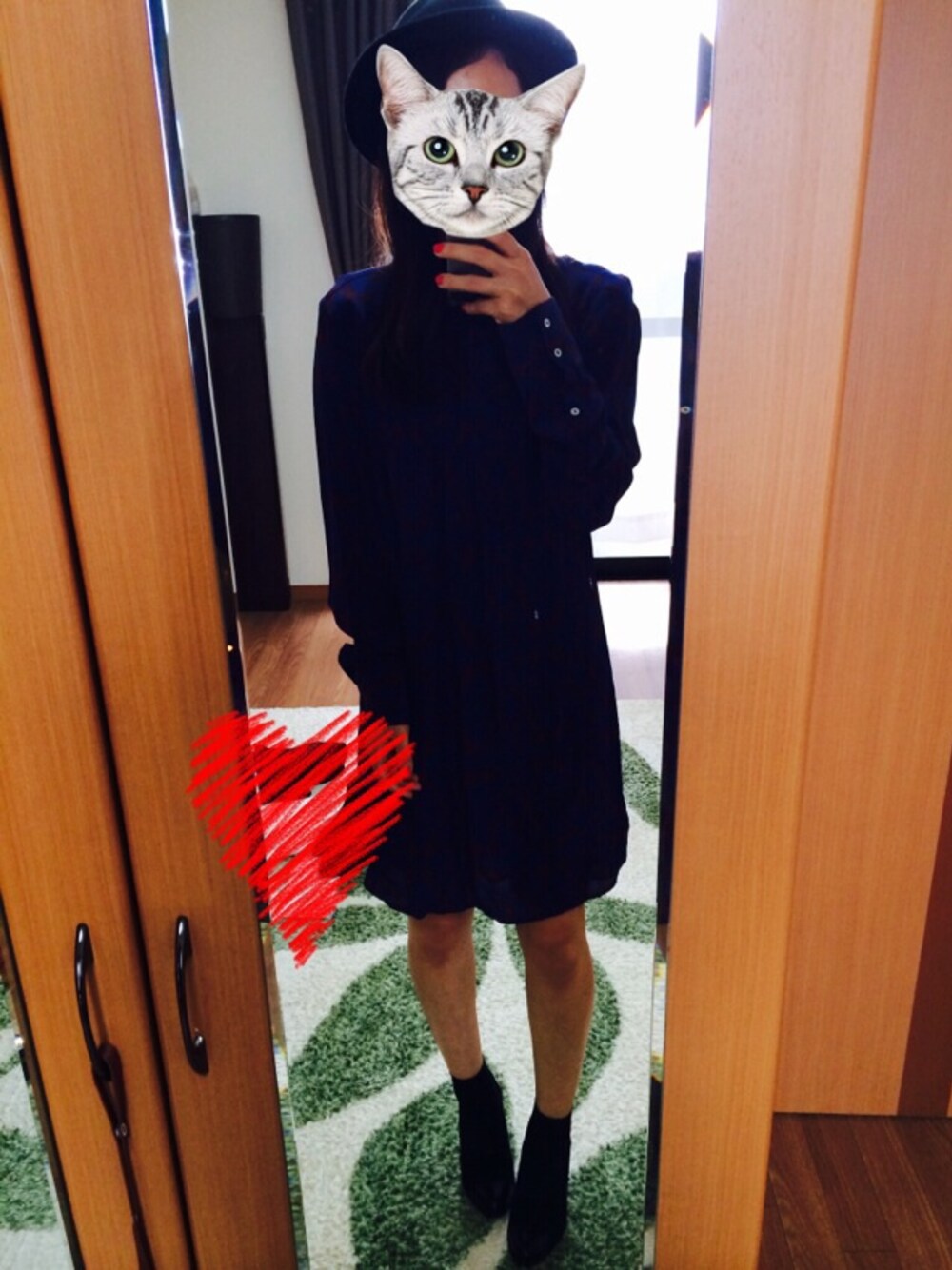 「ZARAのアイテム（ワンピース、ブルー系）」を使った、Manami♡さん（レディース・152cm）の秋コーディネートの1枚目の写真