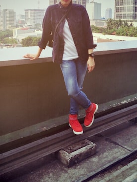 「アイテム（マウンテンパーカー、ブルー系）」を使った、christelmkさん（レディース・168cm）の夏コーディネート