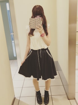「axes femme（アクシーズファム）のアイテム（デニムスカート）」を使った、𝚖 𝚎 𝚛 𝚘 ⋈*｡ﾟさん（レディース・156cm）の秋コーディネート