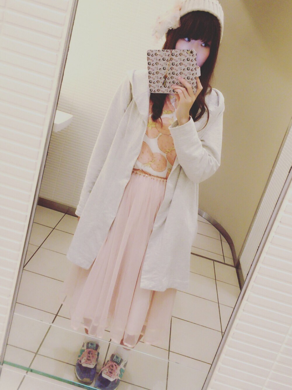 「トイレから失礼しやす、フランシュリッペ、いちご」｜「franchelippeeのアイテム（スカート、ピンク系）」を使った、𝚖 𝚎 𝚛 𝚘 ⋈*｡ﾟさん（レディース・156cm）の夏コーディネートの1枚目の写真
