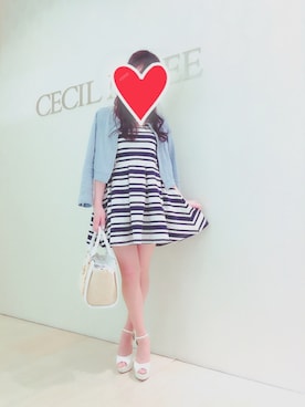 「CECIL McBEE（セシルマクビー）のアイテム（ノーカラージャケット）」を使った、リサディゾンさん（レディース・160cm）の夏コーディネート