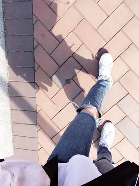 「TOPSHOP（トップショップ）のRita Rip Skinny Jeans（デニムパンツ、ブルー系）」を使った、chrさん（レディース・163cm）の春コーディネート