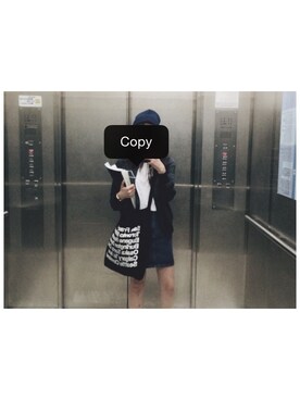 「American Apparel（アメリカンアパレル）のHigh-Waist Denim Mini Skirt
/Dark Wash Indigo（デニムスカート、ブルー系）」を使った、chrさん（レディース・163cm）の春コーディネート