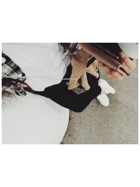「TOPSHOP（トップショップ）のStitch Cigarette Trousers（その他パンツ、ブラック系）」を使った、chrさん（レディース・163cm）の春コーディネート