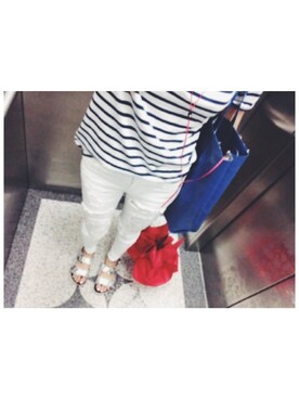 「KG by Kurt Geiger（カートゲイガー）のkg by kurt geiger nola silver platform sandals（サンダル、シルバー系）」を使った、chrさん（レディース・163cm）の夏コーディネート