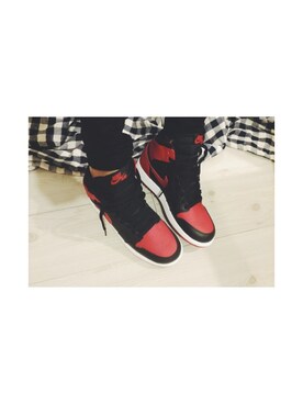 「NIKE（ナイキ）のAir Jordan 1 Retro High OG BG（スニーカー、レッド系）」を使った、chrさん（レディース・163cm）の夏コーディネート
