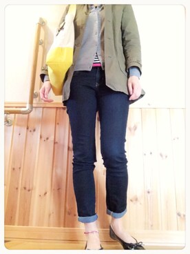 「アイテム（ステンカラーコート、グリーン系）」を使った、mikan.mikanさん（レディース・167cm）の冬コーディネート