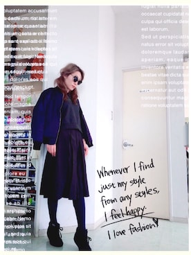 「黒スカート」｜「アイテム（ブルゾン）」を使った、あきちんさん（レディース・164cm）の春コーディネート