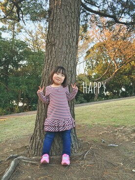 「デニムレギンス」｜「アイテム（レッグウェア）」を使った、夢花さん（キッズ・90cm）の冬コーディネート