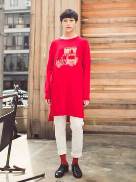 「アイテム（ニット/セーター）」を使った、E-WEARさん（レディース・172cm）の春コーディネート