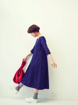 「アイテム（トートバッグ）」を使った、E-WEARさん（レディース・162cm）の春コーディネート