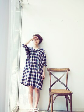 「アイテム（サンダル）」を使った、E-WEARさん（レディース・162cm）の春コーディネート