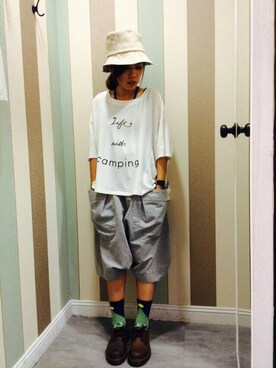 「アイテム（キャミソール、ブルー系）」を使った、E-WEARさん（レディース・154cm）の夏コーディネート