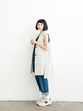 「アイテム（テーラードジャケット）」を使った、E-WEARさん（レディース・158cm）の夏コーディネート