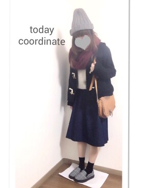 「アイテム（その他シューズ、グレー系）」を使った、i-waさん（レディース・151cm）の冬コーディネート