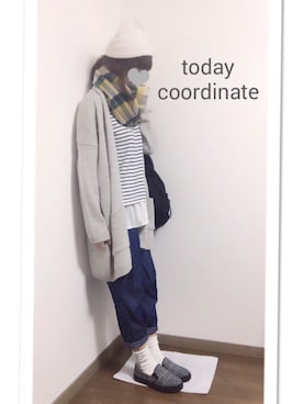 「アイテム（その他シューズ、グレー系）」を使った、i-waさん（レディース・151cm）の冬コーディネート