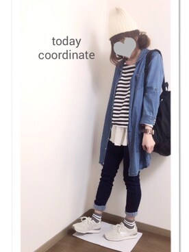 「白いスニーカー」｜「アイテム（その他）」を使った、i-waさん（レディース・151cm）の春コーディネート