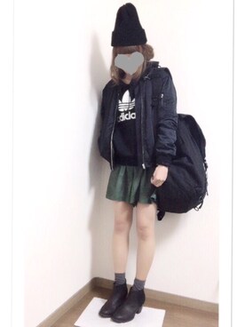 「キュロット」｜「アイテム（ブルゾン）」を使った、i-waさん（レディース・151cm）の秋コーディネート