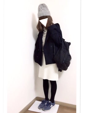 「ラフスタイル」｜「アイテム（ピーコート）」を使った、i-waさん（レディース・151cm）の冬コーディネート