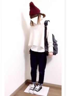 「BEAUTY&YOUTH UNITED ARROWS（ビューティーアンドユースユナイテッドアローズ）の【WEB限定】by ※∵デニムテーパード9分丈パンツ　◆（デニムパンツ）」を使った、i-waさん（レディース・151cm）の冬コーディネート