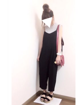 「7月WEAR夏のサンダル祭り」｜「アイテム（オールインワン・サロペット）」を使った、i-waさん（レディース・151cm）の夏コーディネート