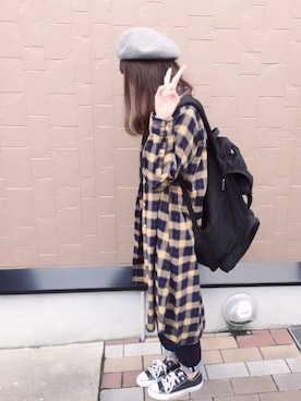 「ラブ＆ピース2016」｜「アイテム（シャツワンピース）」を使った、i-waさん（レディース・151cm）の秋コーディネート