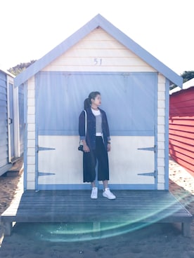 「travel」｜「アイテム（デニムジャケット）」を使った、WYMさん（レディース・168cm）の春コーディネート