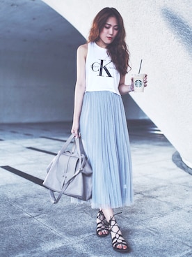 「Meli Melo（メリメロ）のアイテム」を使った、Kimberley Wangさん（レディース・168cm）の夏コーディネート