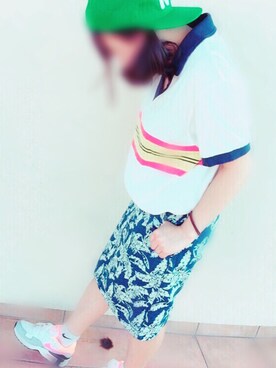 「SEVENDAYS=SUNDAY（セブンデイズサンデイ）のアイテム（デニムスカート）」を使った、rokokoさん（レディース・150cm）の夏コーディネート