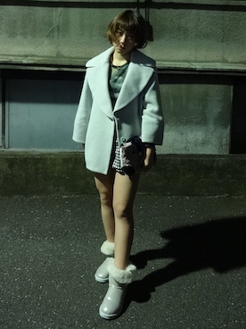 「アイテム（ブーツ、シルバー系）」を使った、MOIさん（レディース・169cm）の冬コーディネート