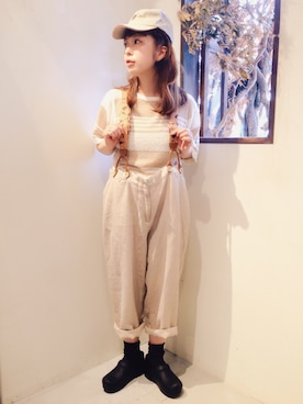 「アイテム（キャップ）」を使った、古着屋RAINBOWさん（レディース・153cm）の春コーディネート