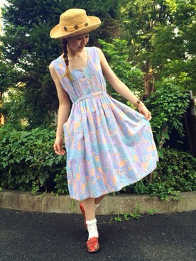 「RAINBOW（レインボー）のアイテム」を使った、古着屋RAINBOWさん（レディース・164cm）の夏コーディネート