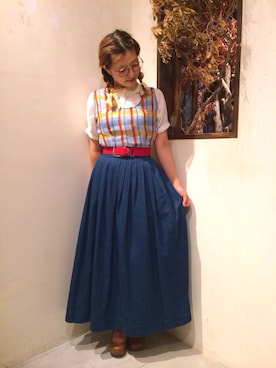 「RAINBOW（レインボー）のアイテム」を使った、古着屋RAINBOWさん（レディース・158cm）の夏コーディネート