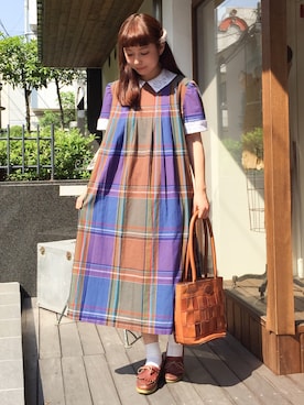 「RAINBOW（レインボー）のアイテム」を使った、古着屋RAINBOWさん（レディース・153cm）の夏コーディネート