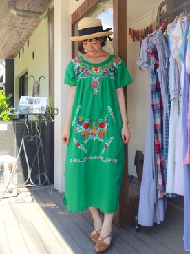 「RAINBOW（レインボー）のアイテム」を使った、古着屋RAINBOWさん（レディース・161cm）の夏コーディネート