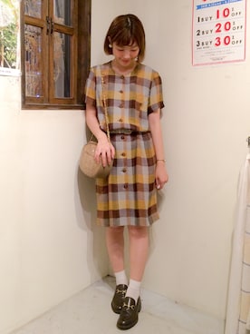 「RAINBOW（レインボー）のアイテム」を使った、古着屋RAINBOWさん（レディース・161cm）の夏コーディネート