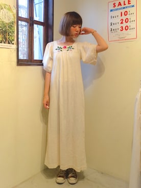 「RAINBOW（レインボー）のアイテム」を使った、古着屋RAINBOWさん（レディース・161cm）の夏コーディネート