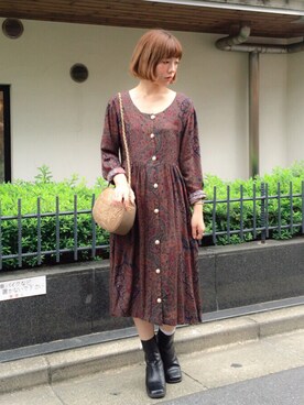 「RAINBOW（レインボー）のアイテム」を使った、古着屋RAINBOWさん（レディース・161cm）の夏コーディネート