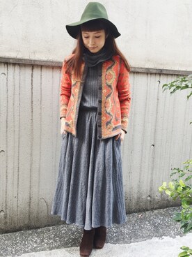 「RAINBOW（レインボー）のアイテム」を使った、古着屋RAINBOWさん（レディース・153cm）の秋コーディネート