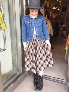 「RAINBOW（レインボー）のアイテム」を使った、古着屋RAINBOWさん（レディース・153cm）の秋コーディネート