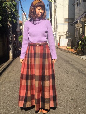 「RAINBOW（レインボー）のアイテム」を使った、古着屋RAINBOWさん（レディース・153cm）の秋コーディネート